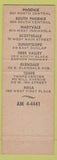 Matchbook Cover - Arizona School of Driving Phoenix Scottsdale Tempe Glendale AZ