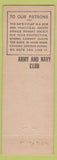 Matchbook Cover - Army and Navy Club Washington DC