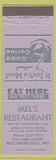 Matchbook Cover - Mel's Restaurant Wisconsin Dells WI