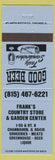 Matchbook Cover - Frank's Country Store Channahon IL