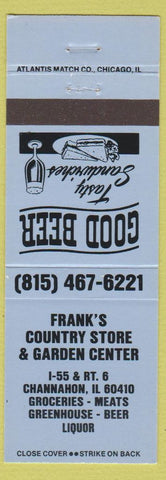 Matchbook Cover - Frank's Country Store Channahon IL