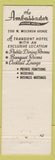 Matchbook Cover - Ambassador Hotel Milwaukee WI
