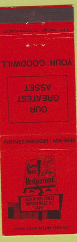 Matchbook Cover - Greene's West Lounge Restaurant Hickory Hills IL