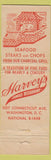 Matchbook Cover - Harvey's Restaurant seafood lobster Washington dC