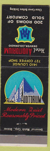 Matchbook Cover - Hotel Auditorium Denver Colorado