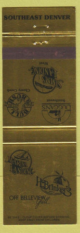 Matchbook Cover - Restaurants Denver Colorado Simms Landing Bull Bush Duggans
