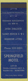 Matchbook Cover - Springfield Motel Navin Winnipeg MB