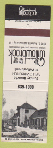 Matchbook Cover - Willowbrook Restaurant Willow Springs IL