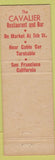 Matchbook Cover - Cavalier Restaurant San Francisco CA