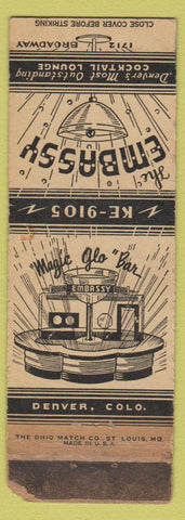 Matchbook Cover - Embassy Bar Denver Colorado WORN