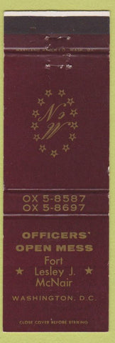 Matchbook Cover - Officers' Open Mess Fort Lesley McNAir Washington DC