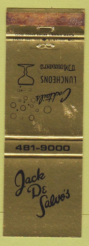 Matchbook Cover - Jack De Salvo's Restaurant Milwaukee? WI