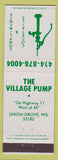 Matchbook Cover - The Village Pump Union Grove WI