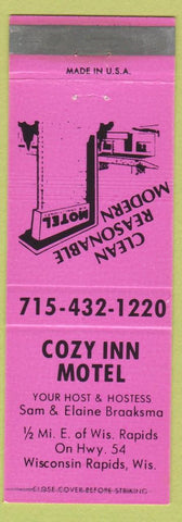 Matchbook Cover - Cozy Inn Motel Wisconsin Rapids WI