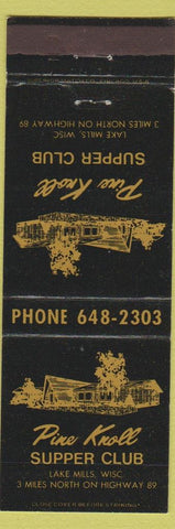 Matchbook Cover - Pine Knoll Supper Club Lake Mills WI