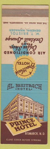 Matchbook Cover - Prince Hotel Bismarck ND