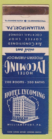 Matchbook Cover - Hotel Lycoming Williamsport PA