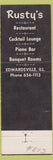 Matchbook Cover - Rusty's Restaurant Edwardsville IL
