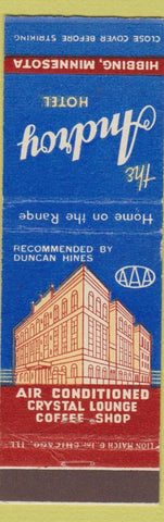 Matchbook Cover - Androy Hotel Hibbing MN