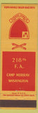 Matchbook Cover - Camp Murray WA 218th