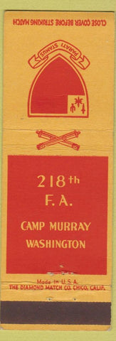 Matchbook Cover - Camp Murray WA 218th