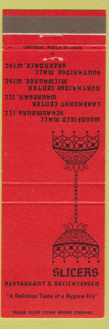 Matchbook Cover - Slicers Deli Schaumburg Waukegan IL Milwaukee Greendale WI