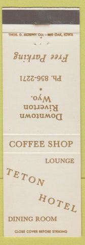 Matchbook Cover - Teton Hotel Riverton WY