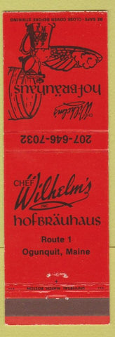 Matchbook Cover - Chef Wilhelm's Hof Brau Haus Ogunquit ME