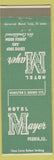 Matchbook Cover - Hotel Mayer Peoria IL