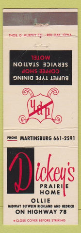 Matchbook Cover - Dickey's Prairie Home Ollie IA