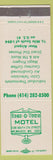 Matchbook Cover - Edge O Town Motel Milwaukee WI