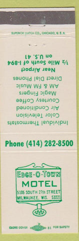 Matchbook Cover - Edge O Town Motel Milwaukee WI