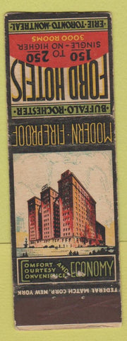 Matchbook Cover - Ford Hotels Buffalo Rochester NY WEAR