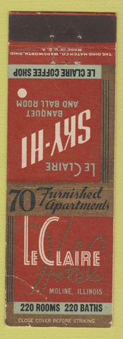 Matchbook Cover - Le Claire Hotel Moline IL WORN CREASES