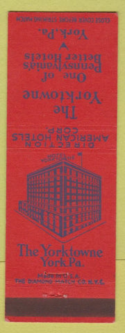 Matchbook Cover - Yorktowne Hotel York PA