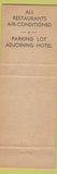 Matchbook Cover - Chancellor Hotel Parkersburg WV