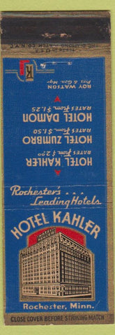 Matchbook Cover - Hotel Kahler Rochester MN