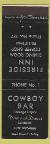 Matchbook Cover - Fireside Inn Cowboy Bar Lusk WY