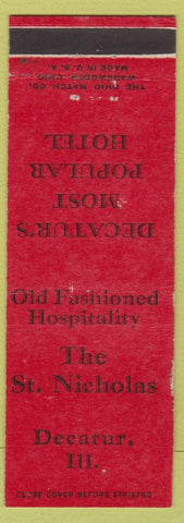 Matchbook Cover - St Nicholas Hotel Decatur IL