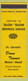 Matchbook Cover - Down Towner Motel Hotel Grand Rapids MN WEAR