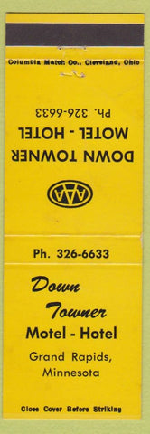 Matchbook Cover - Down Towner Motel Hotel Grand Rapids MN WEAR