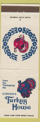 Matchbook Cover - O'Brien's Turkey House Edmonds Redmond Tukwila WA WORN