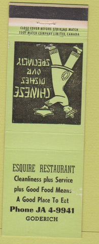 Matchbook Cover - Esquire Restaurant Goderich ON Chinese