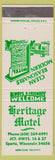 Matchbook Cover - Heritage Motel Sparta WI