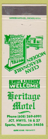 Matchbook Cover - Heritage Motel Sparta WI