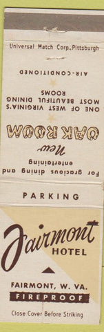 Matchbook Cover - Fairmont Hotel Fairmont WV
