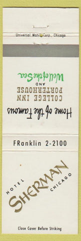 Matchbook Cover - Hotel Sherman Chicago IL