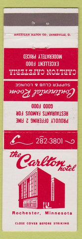 Matchbook Cover - Carlton Hotel Rochester MN