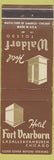 Matchbook Cover - Hotel Fort Dearborn Chicago IL Hotel Waldorf Toledo OH