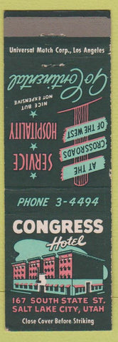 Matchbook Cover - Congress Hotel Salt Lake City UT